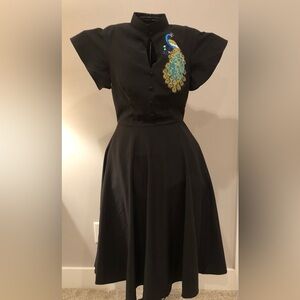 Retro 1950’s Black Peacock Dress
